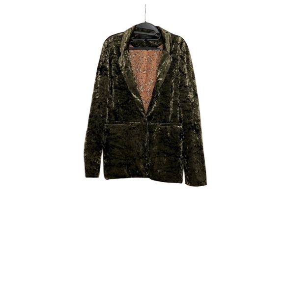 SANCTUARY by ANTHROPOLOGIE Green Blazer with Velvet Texture & Floral  SZ Small - Picture 16 of 16